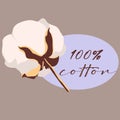 Cotton Logos, icons. Cotton flower plants, fluffy balls.